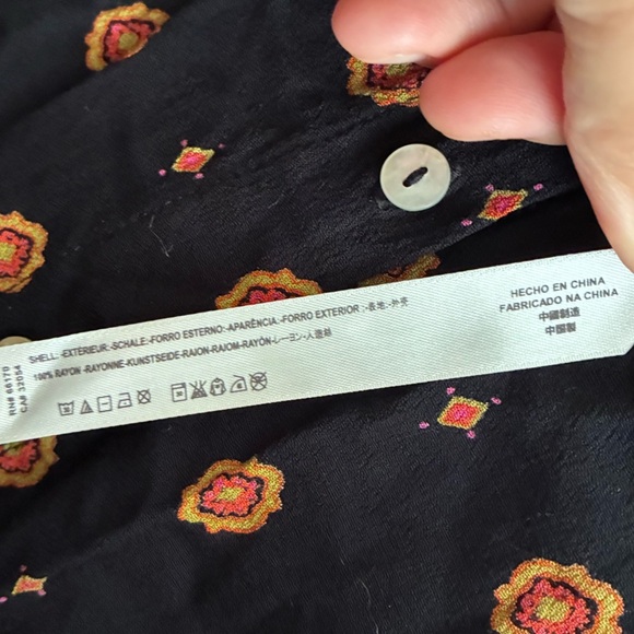 Intimately Free People Black and Orange Button Down Long Sleeve Shirt XS - Picture 11 of 13